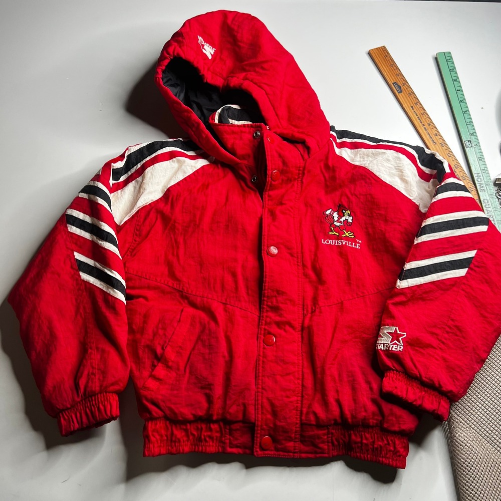 Vintage Starter Louisville Cardinals Puffer Jacket Kids Medium Red 90s NCAA